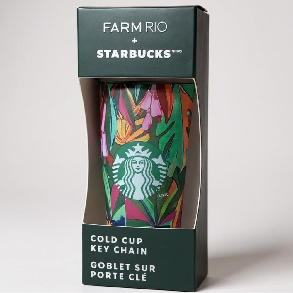 Starbucks + Farm Rio Limited Ed Tropical Banana Leaves Mini Tumbler Keychain